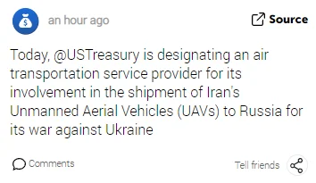 vipe - USA wyznaczyło dostawcę usług transportu dronów irańskich do rosji? ¯\\(ツ)\/¯ ...