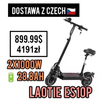 CudaliPL - WYSYŁKA Z EUROPY


LAOTIE ES10P 2000W 28.8Ah V-max: 70km/h Zasieg 80km
...