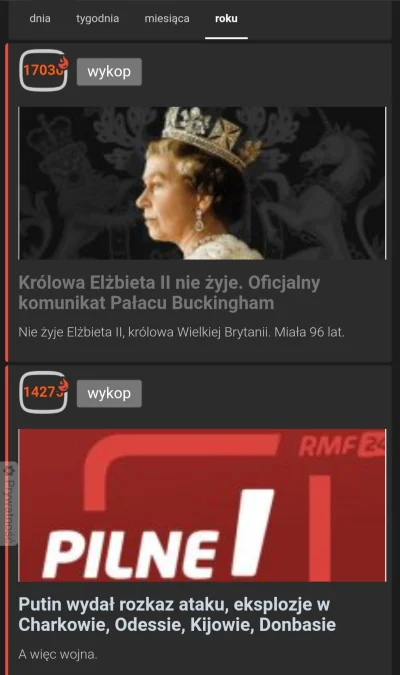 JanDzbanPL - Wykopków bardziej interesuje śmierć królowej Anglii niż wojna na Ukraini...