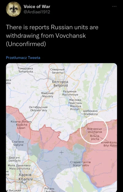 TrololoRychu - @mpower: podobno ruskie spieprzają z Vovchanska