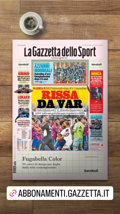 mrszmjchr - a ktoś pisał że na pierwszej stronie la gazzetta dello sport będzie afera...