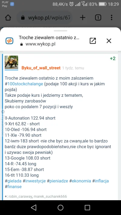 Bykuofwall_street - Piszę w związku z moim #100stockchalange
Poki co na 16 pozycji n...