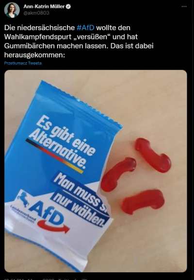 Radus - Niemiecki AfD, prawicowcy zamówili żelki w kształcie loga ich partii. Niezale...