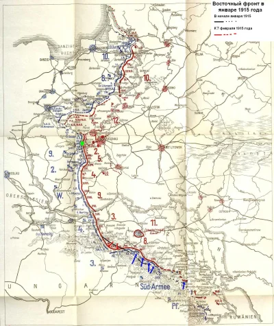 Hans_Kropson - Niemiecka mapa przedstawiająca front wschodni I wojny światowej na poc...