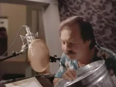 cheeseandonion - >Voice actor Frank Welker using a trash can to do the roars of the l...