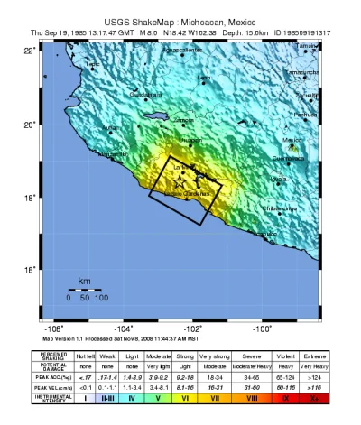 KubaGrom - @KubaGrom: A tu epicentrum trzęsienia z 1985 roku. Jakieś 100 km oddalenia...
