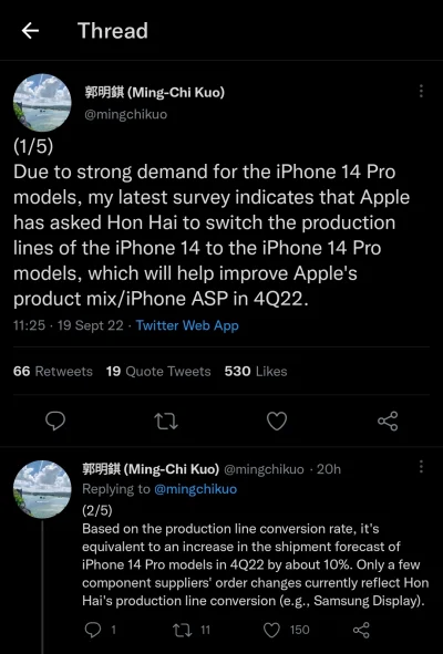 gonzo91 - #apple zwiększa produkcję modeli pro kosztem zwykłego IP14, który się sprze...