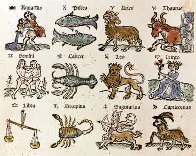 Borealny - Druk drzeworytowy dwunastu znaków zodiaku, Niemcy, XVI w.
#historia #sredn...