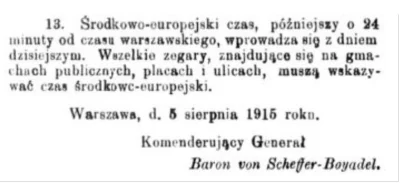 Hans_Kropson - Po zdobyciu Warszawy przez wojska niemieckie 05.08.1915 zmieniono czas...