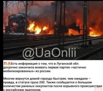 Caracas - Ukraińcy chwalą się zniszczeniem pociągu z zmobilizowanymi Rosjanami wstawi...