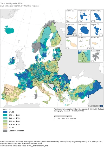 AtlasZbuntowany - Wskaźnik dzietności w UE i krajach aspirujacych w 2020 roku według ...