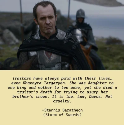 Bittersteel - Napomknę tylko że sam jedyny prawowity król Westeros Stannis Baratheon ...