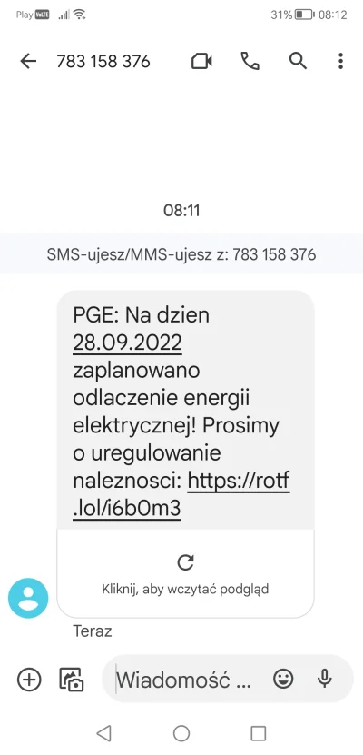 EjberzFyrtla - Siema Mirasy i Mirabombelki właśnie dostałem takiego "legitnego" sms'a...