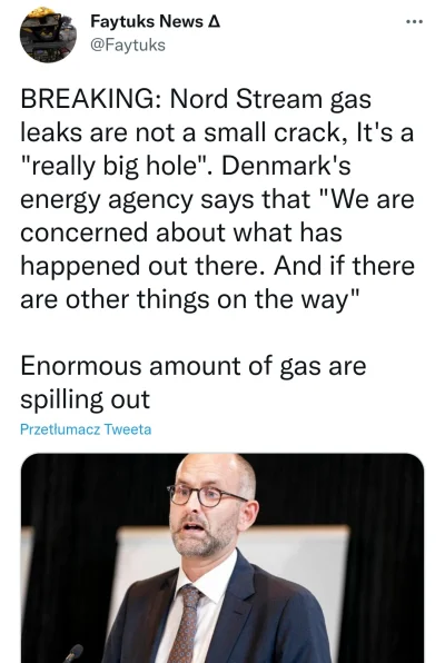 waro - Prezes duńskiej Agencji Energii stwierdza, że uszkodzenie w gazociągu to nie j...