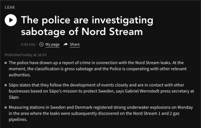 waro - Szwedzka policja rozpoczęła śledztwo w sprawie sabotażu NS2

#ukraina