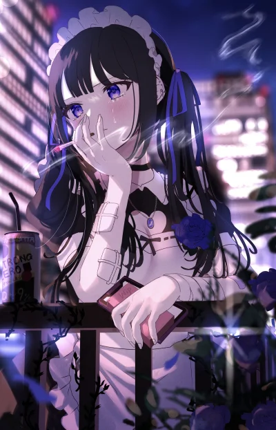 mesugaki - #anime #randomanimeshit #originalcharacter #maid #cigarette #