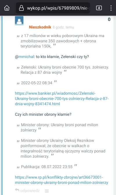 Nieszkodnik - > czyli ty, bardzo inteligentny wykopku, liczysz ruskie siły zbrojne łą...