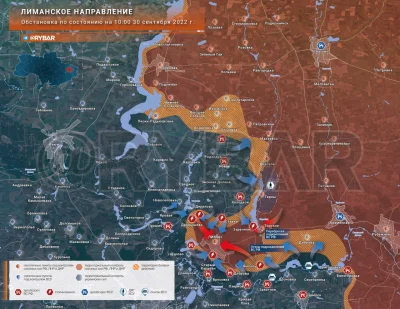 BArtus - Mapa i komentarz od ruskiego osintowca Rybara:
Sytuacja na kierunku lymanows...
