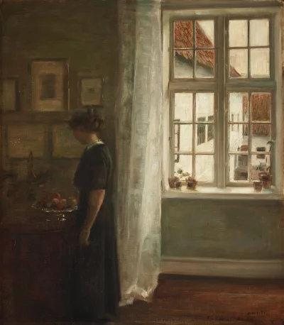 Hoverion - Carl Holsøe 1863-1935
Kobieta przy oknie, olej na płótnie, 77x67 cm
#art...