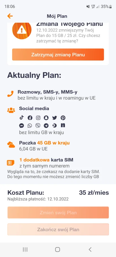 Tomek_Tcz - @Ruswelt: Orange flex chyba lepiej. 35 zł 45 gb neta 5g jest pozostałe te...