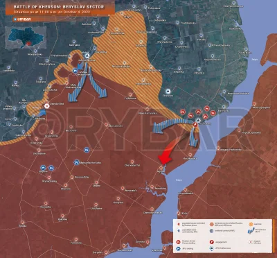 Jumpers - Mapka prorosyjskiego Rybara z frontem pod Berysławem na dziś rano 

#ukra...