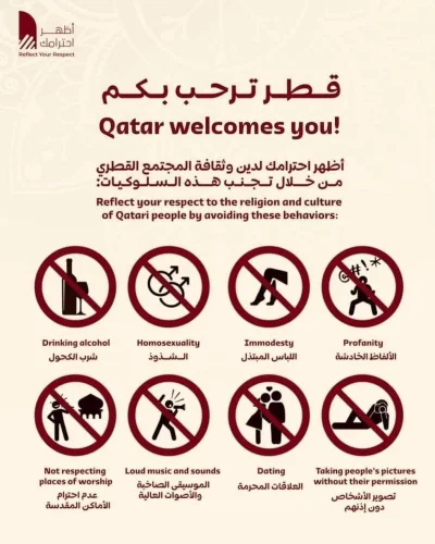 N.....z - Katar opublikował listę czynności, które nie będą mile widziane podczas mś....