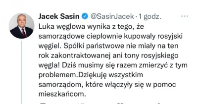 k.....e - to wszystko wina złych samorządów bo nie chcą taniego węgla od rządu dystry...