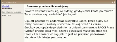 Herato - 27 maja 2009 roku Cipsoft poraz pierwszy w historii dał tydzień Premium Acco...