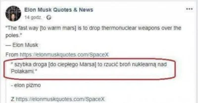 W.....a - Muskowi chodzi o ciepłego Marsa. Putin obiecał spełnić tą część z Polakami....