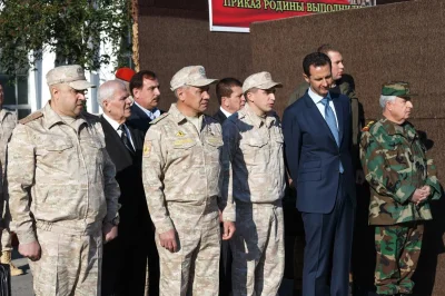 JanLaguna - Od lewej: Siergiej Surowikin, Siergiej Szojgu oraz prezydent Baszar Assad...