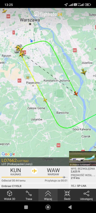 g.....i - #lot LO7662 z Kowna zrobił go-around i obleciał Warszawę jeszcze raz.

#lot...