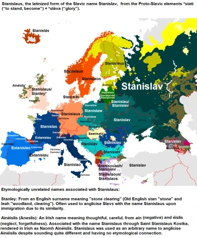 JoeShmoe - Imię "Stanisław" w różnych, europejskich językach. #ciekawostki #mapporn #...