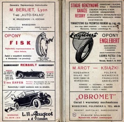 francuskie - Reklamy motoryzacyjne z 1927 roku w mapie samochodowej Polski 

#1927 ...