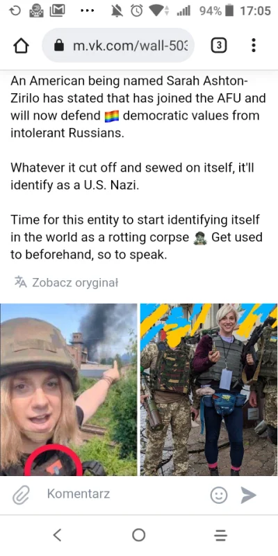 Anonim5 - Transseksualista dołączył do ukraińskiej armii i pójdzie na front.

https:/...