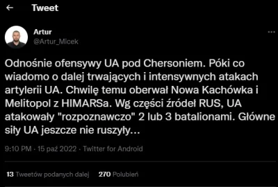 Jumpers - co do ofensywy pod Chersoniem 

https://twitter.com/Artur_Micek/status/15...