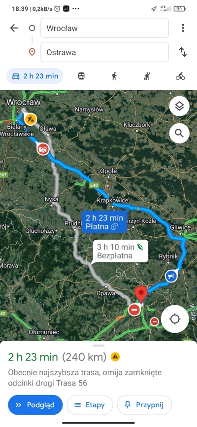 bgjm - Mam jutro trasę z Wrocławia do ostrawy. Do Gliwic jadę A4, później zjazd na A1...