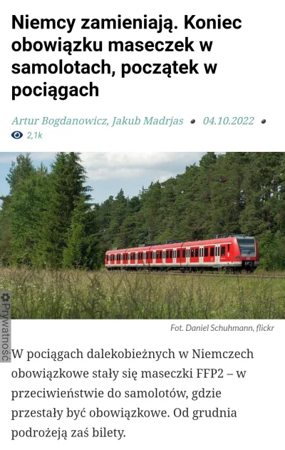 Bajzel2012 - @Tortcebulowy: W Niemczech właśnie przywrócono maseczki w pociągach, i t...