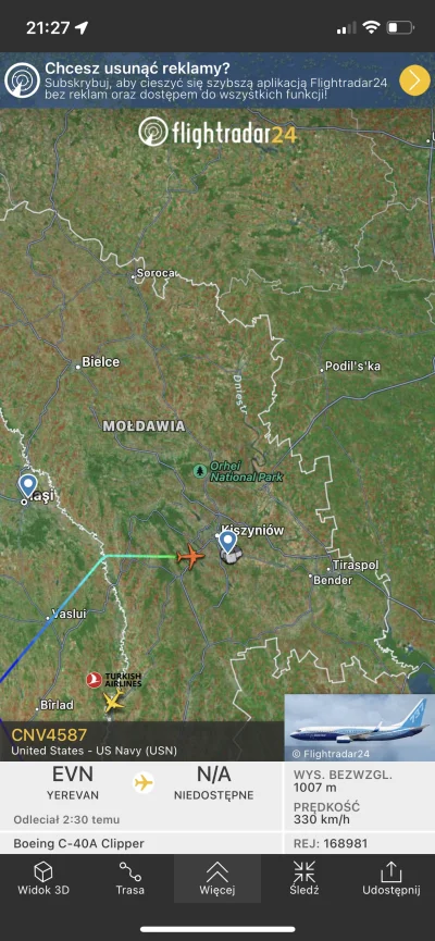 CzegoLzeszTypie - US Navy nad Mołdawią? Mogą tam latać? :#flightradar24