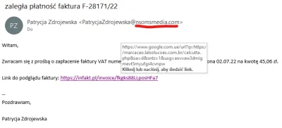 ujdzie - Ech, spamerzy już pod #infakt się podszywają :(

#cybersecurity #spam #osz...