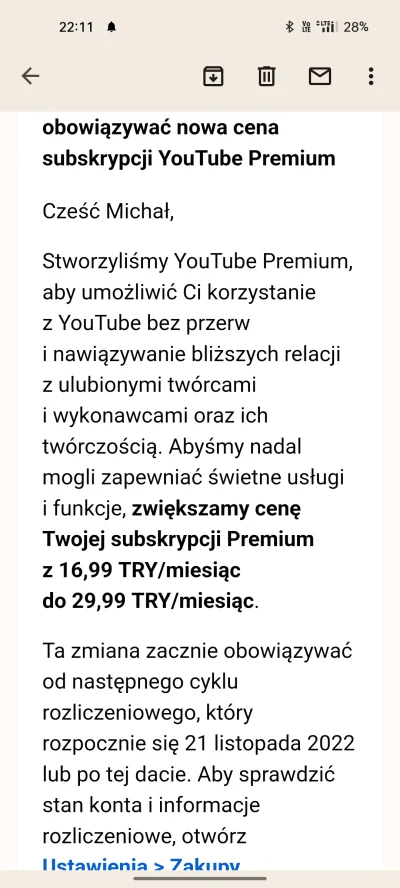 Mikiedbp - Ile teraz kosztuje yt premium w PLN?
#android #youtube