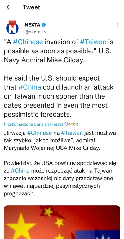 czlowiekzlisciemnaglowie - USA: "Inwazja na Tajwan jest prawdopodobna tak szybko jak ...