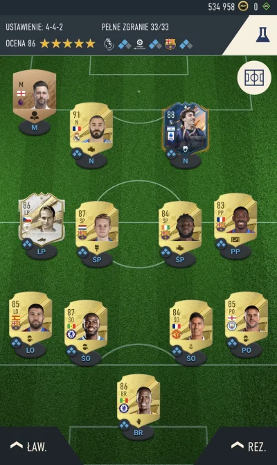 qwed - #fut 
Mam około 550k na zmiany. Walker, nedved, milito niewymienni. Gram na ol...