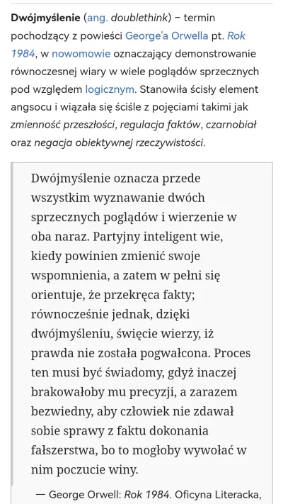 Kam3l - >może spokojnie wierzyć i głosić dwie sprzeczne sobie teorie, np. ,,moje ciał...