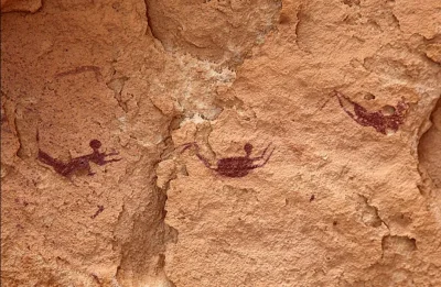 Loskamilos1 - "Pływacy" narysowani na jednej ze ścian jaskini w egipskiej części Saha...