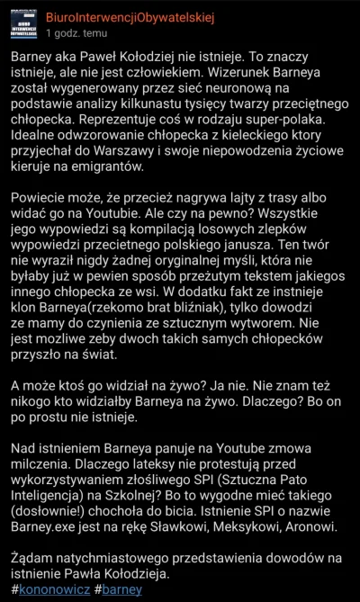 ZamknijTaDupe - #kononowicz #barney ( ͡° ͜ʖ ͡°)
@BiuroInterwencjiObywatelskiej: dobry...