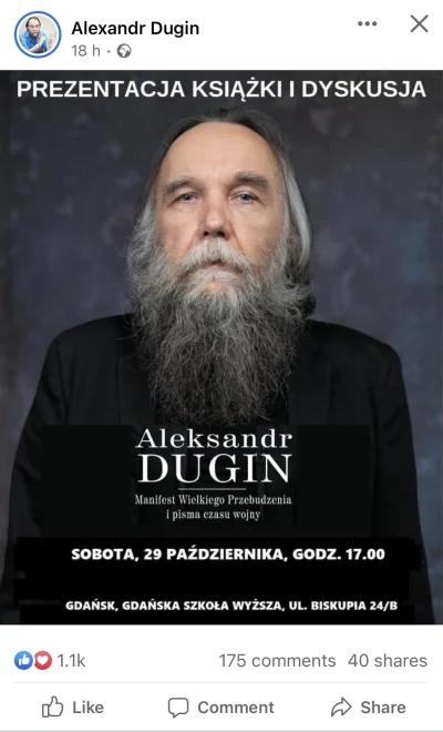 ish_waw - Dugin osobiście mi spamuje fejsbuka i się chwali jak to w Polsce onuce pręż...