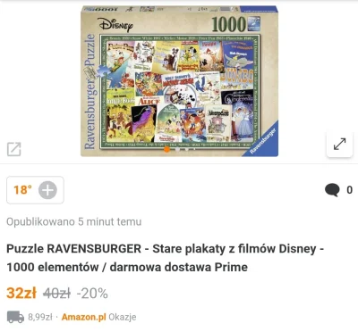 anoysath - Puzzle RAVENSBURGER - Stare plakaty z filmów Disney - 1000 elementów / dar...