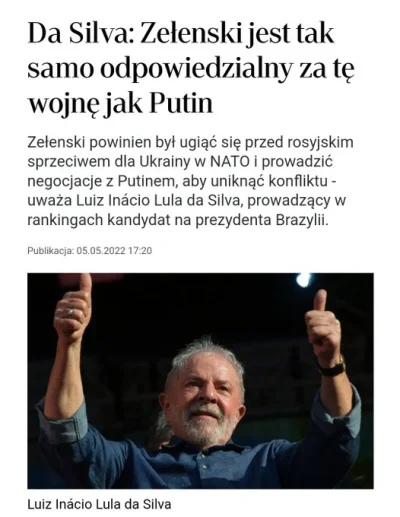 b.....e - Lewica: Musimy obalić tego faszystę i putinistę Bolsonaro.
Też Lewica: 

...