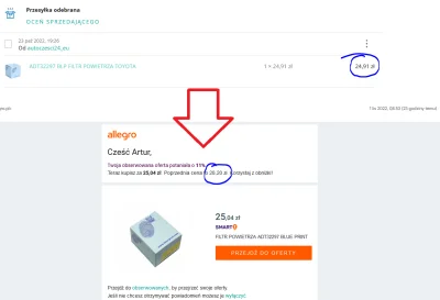 arturwu - Takie promocje tylko na allegro. Filtr powietrza kupiony 23.10 za 24,91zł p...