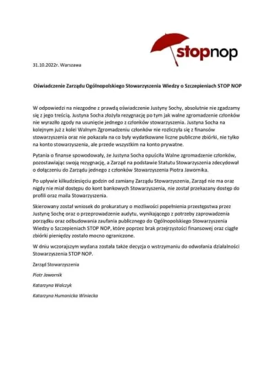 czeskiNetoperek - Zarząd StopNOP wydaje oświadczenie, że Socha uciekła z pieniędzmi x...